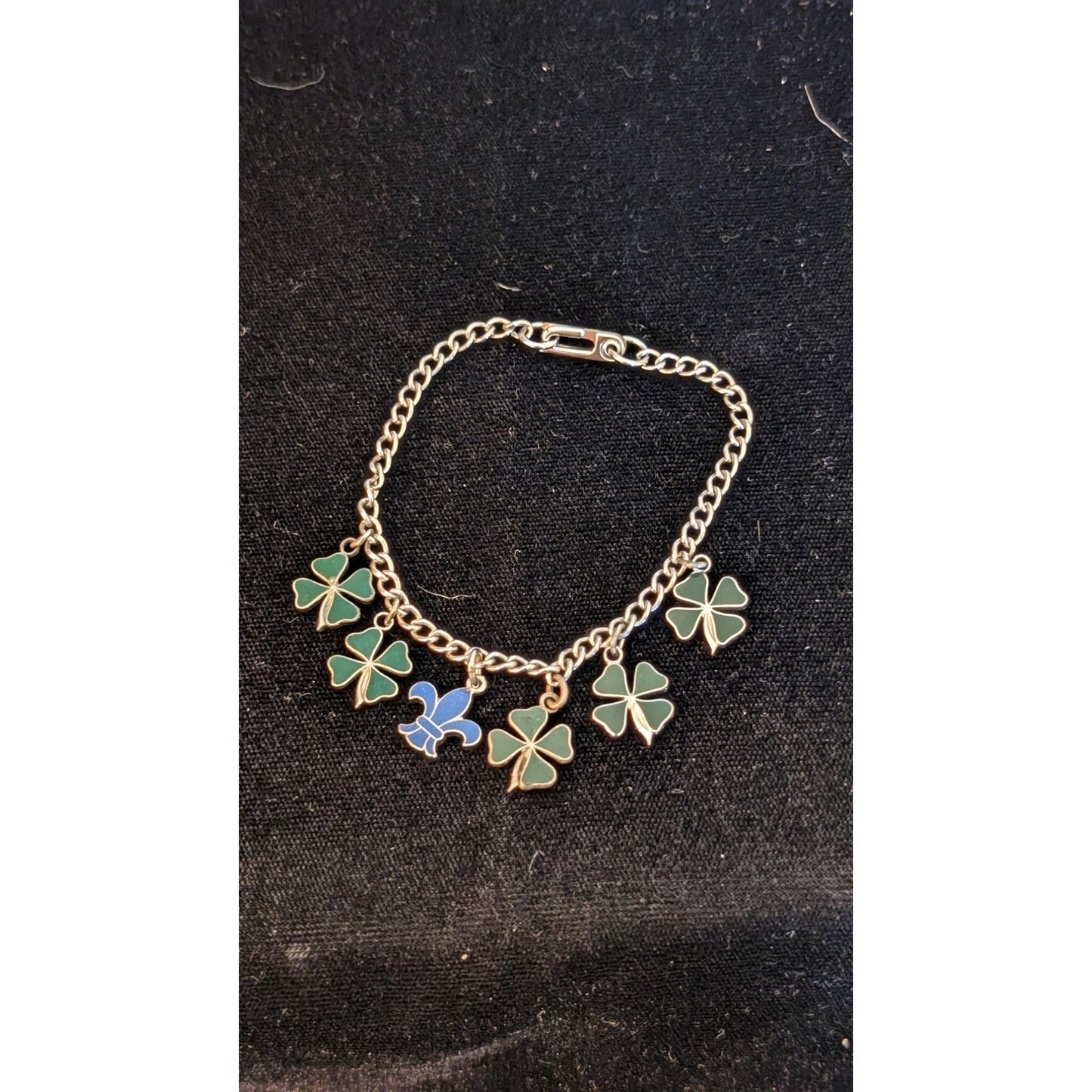 Vintage Sorority Green Enamel Clover Year Perfect Attendance Charm Bracelet