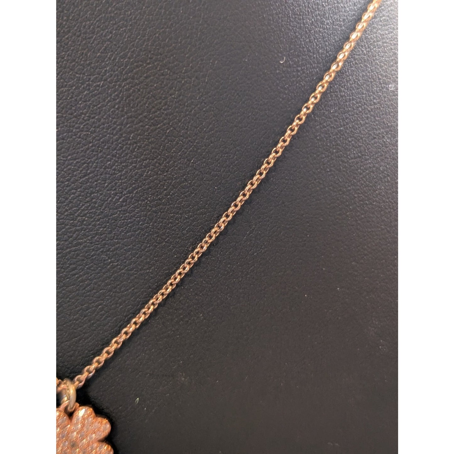 925 Rose Gold Tone Rhinestone Shamrock Pendant 16" Necklace