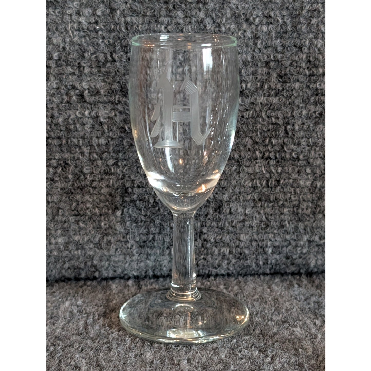 Set of 7 Embossed Initial 'H' 4.5" Tall 2 oz. Cordial Liqueur Glass Goblets