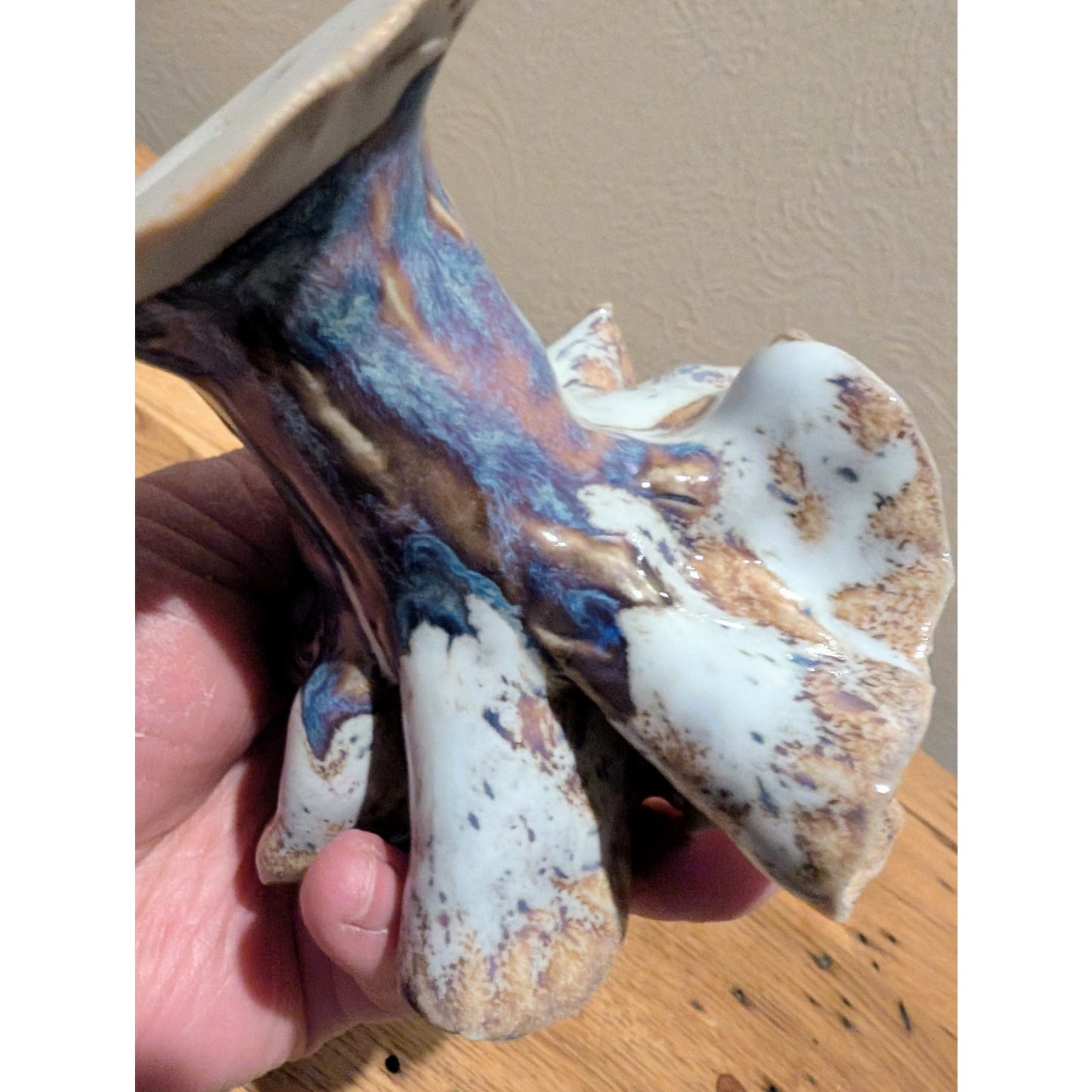 Unsigned Hand-Built Drapery Fold Studio Pottery Vase