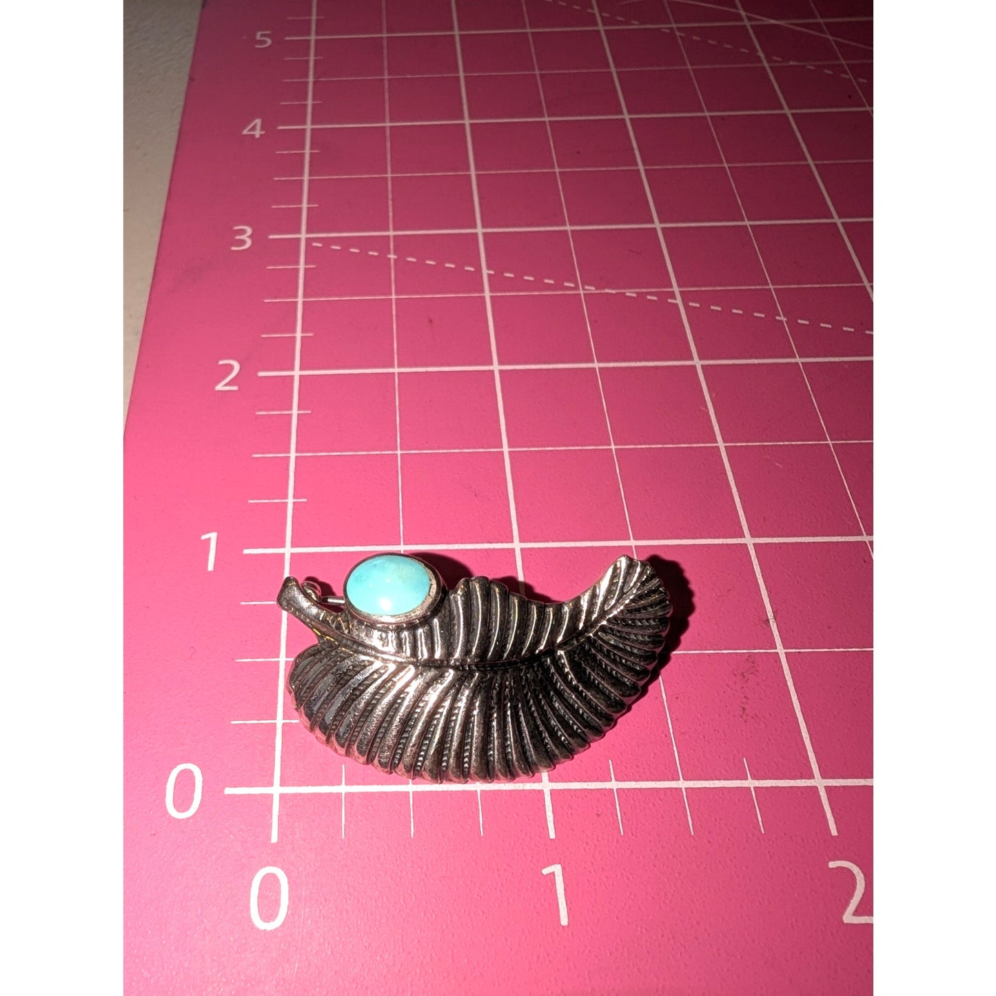 Vintage Sterling Southwest Turquoise Leaf Brooch/Pin