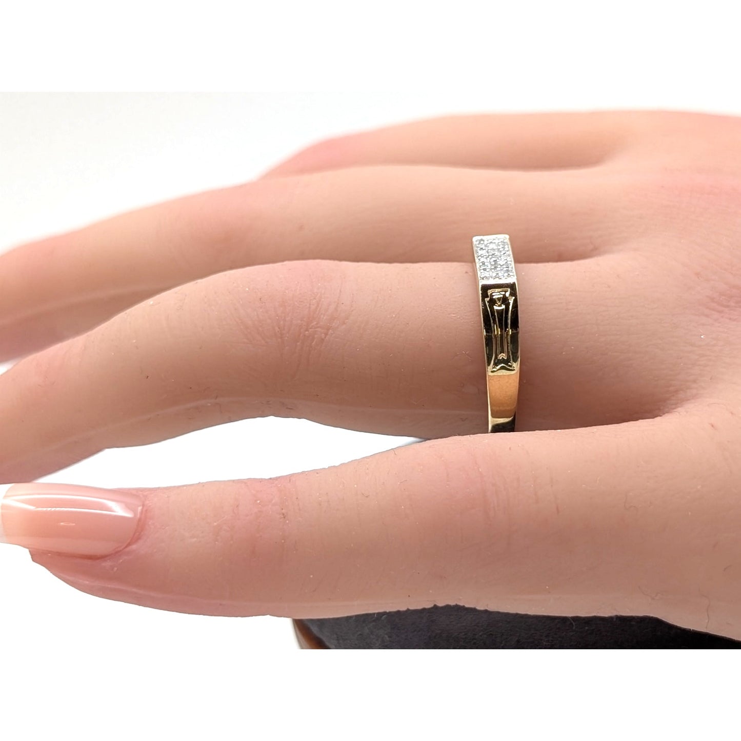 925 Gold Vermeil Set Stones Test as Diamond Marked ABS Ring Size 7