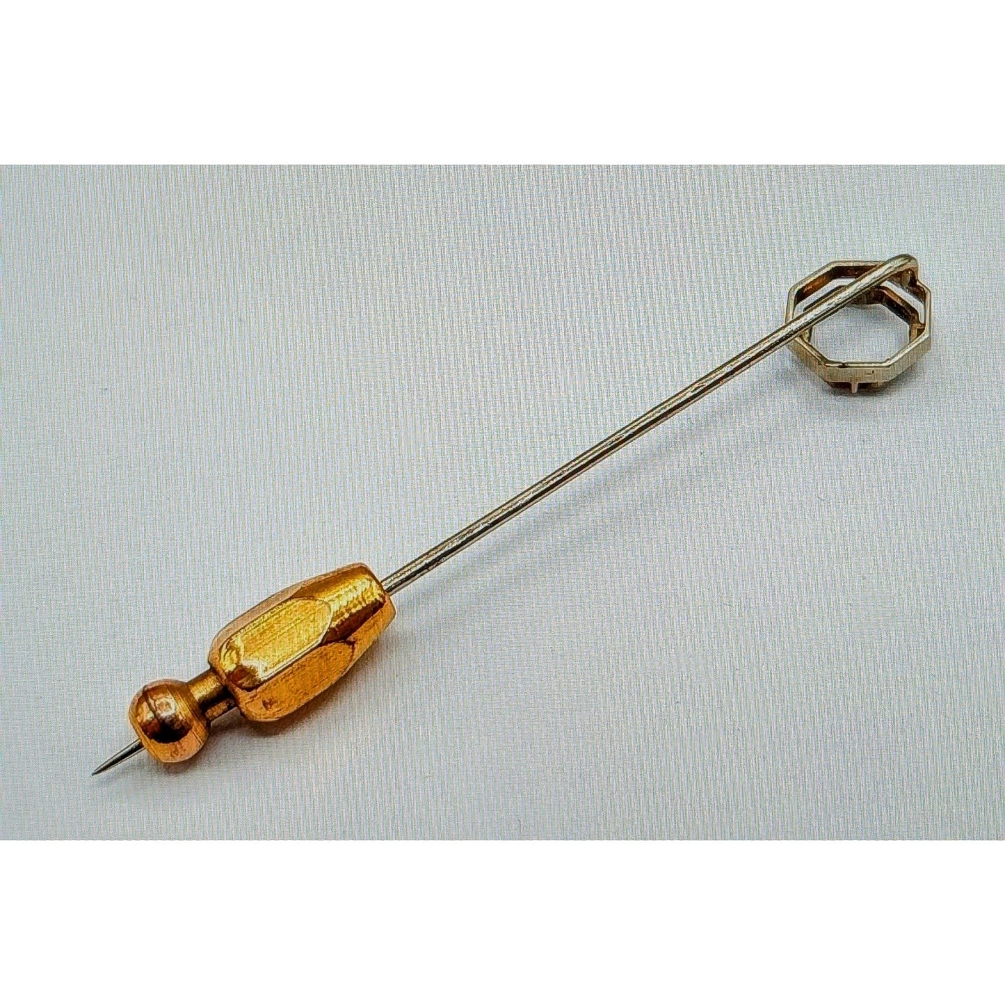 Antique 14K White Gold Straight 2" Long Stick Pin 1.1g