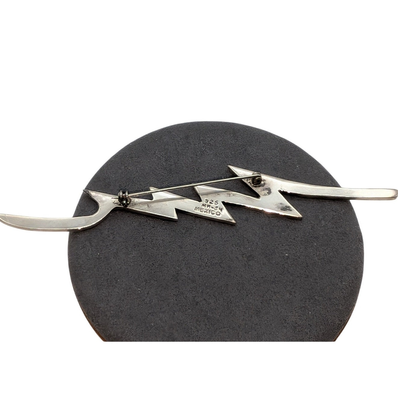 Vintage Estate Taxco Mexico 925 Sterling Silver Lightning Bolt Brooch Pin
