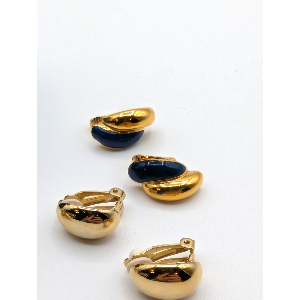 Lot of Six Pair Unsigned Vintage Gold Tone Clip On Earrings