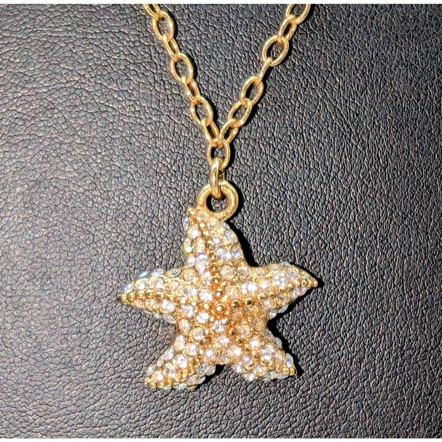 J. Crew Gold Tone CZ Starfish Pendant 24" Necklace