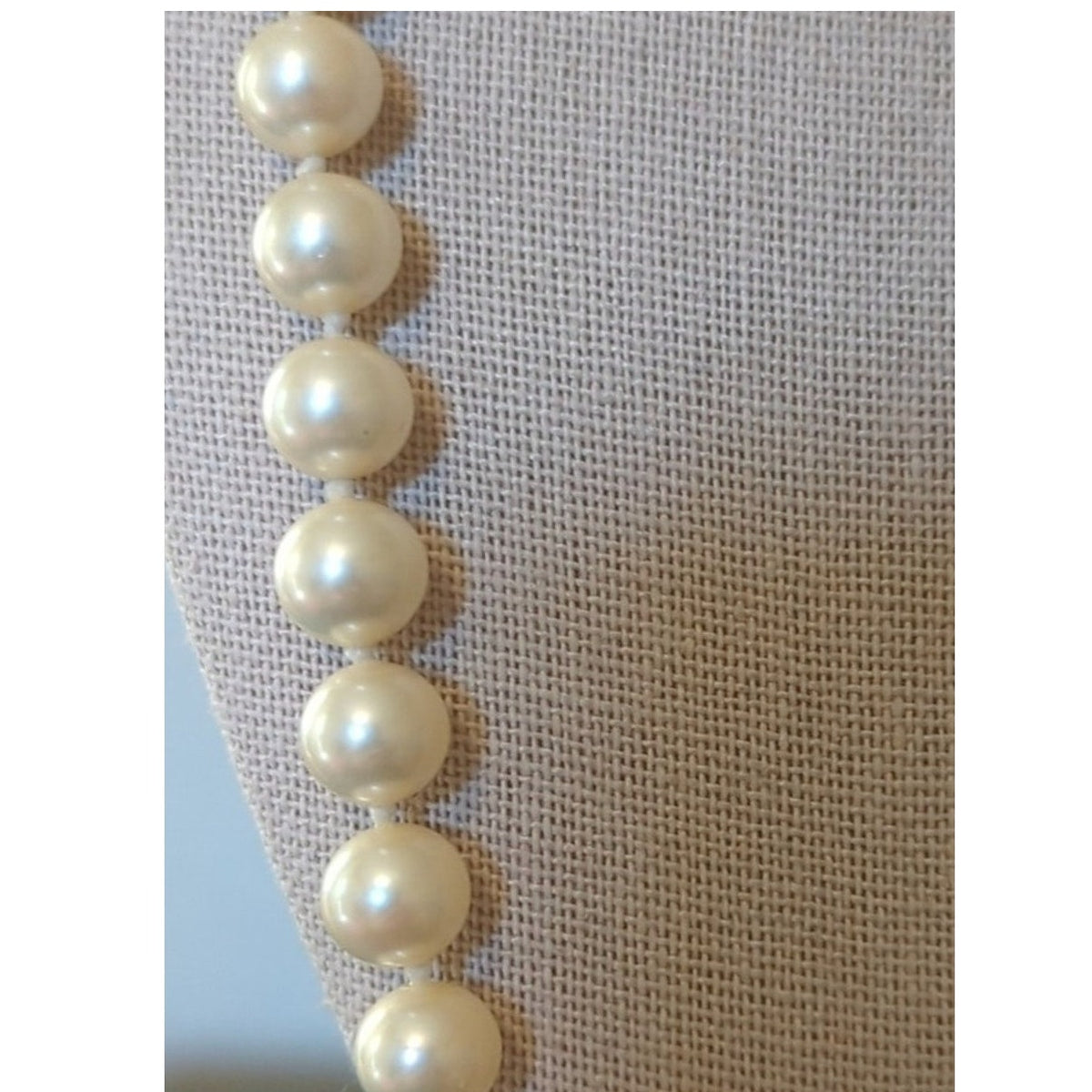 Vintage Signed Les Bernard 30" Strand Hand Knotted Faux Pearl Necklace