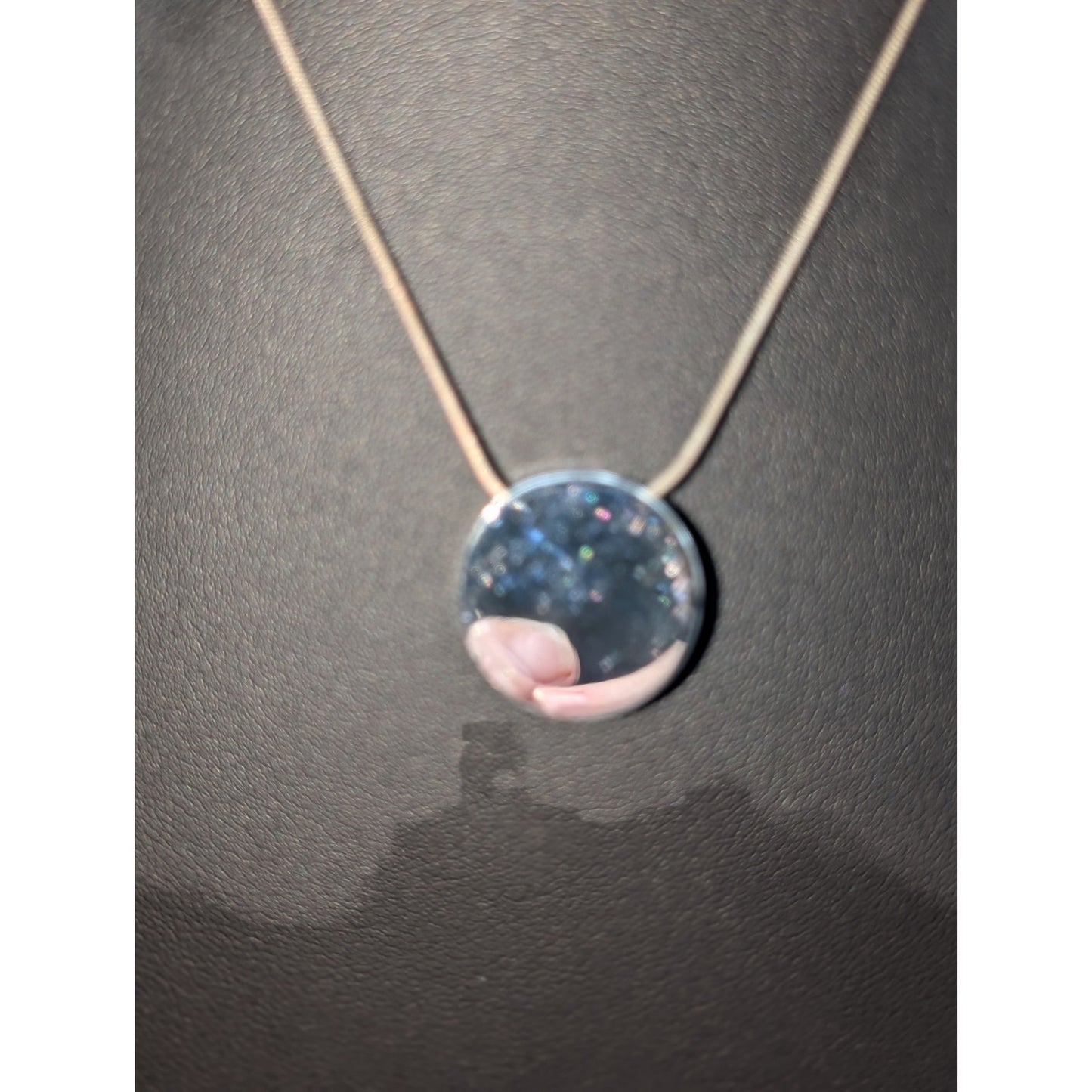 925 Sterling Silver Chain W/ Silver Tone CZ Encrusted Pendant 18" Necklace