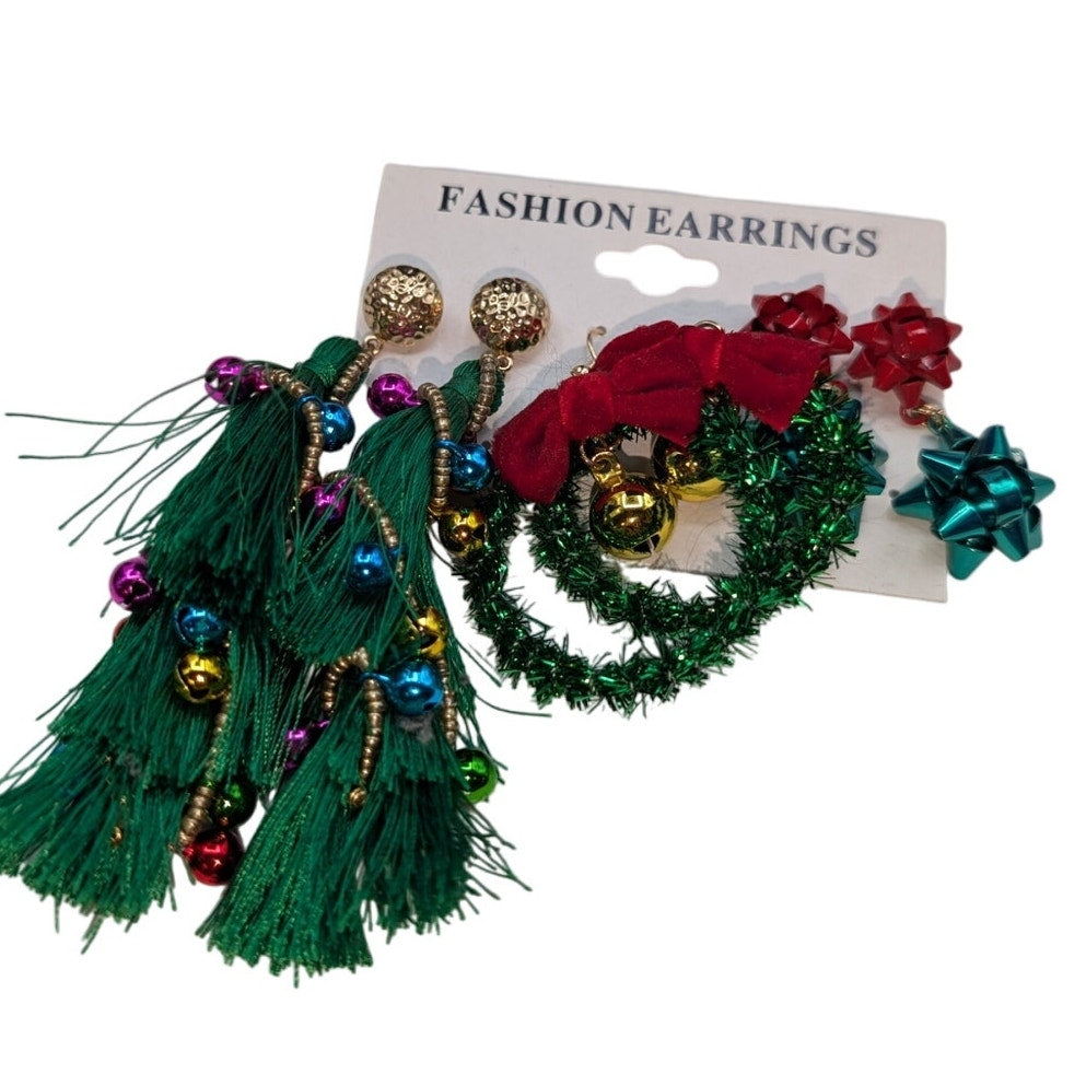 Three Pair of Fun Christmas Pierced Earrings NWT