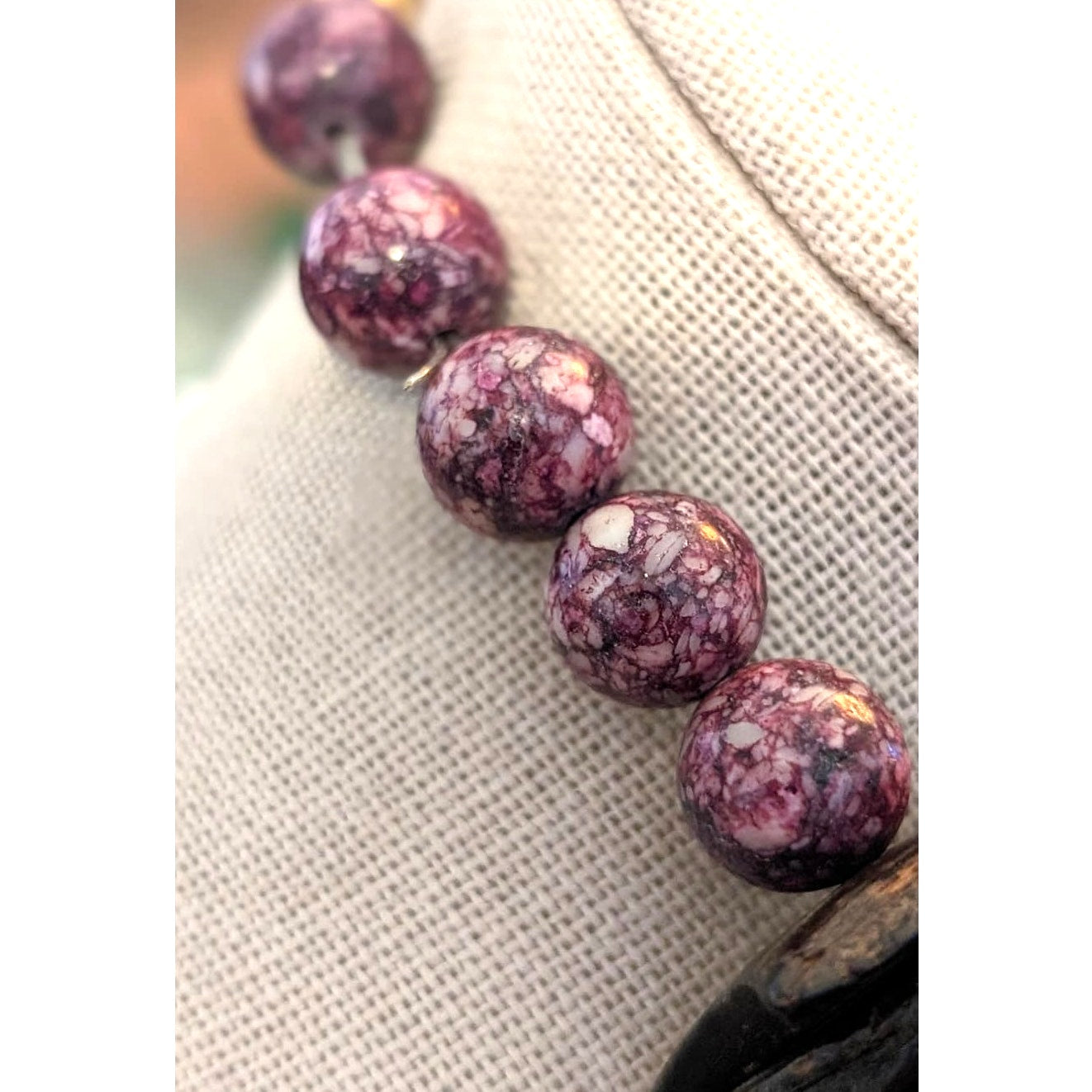 Mottled Purple Stone/Glass Large Chip Necklace