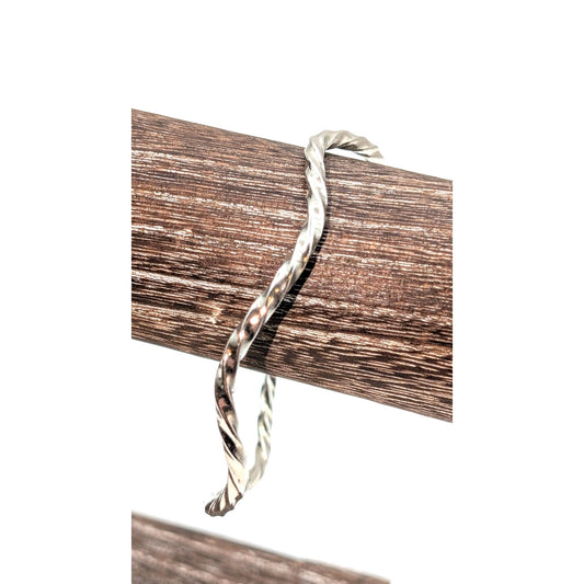 Vintage 925 Sterling Silver Curvy Twisted Bangle Bracelet