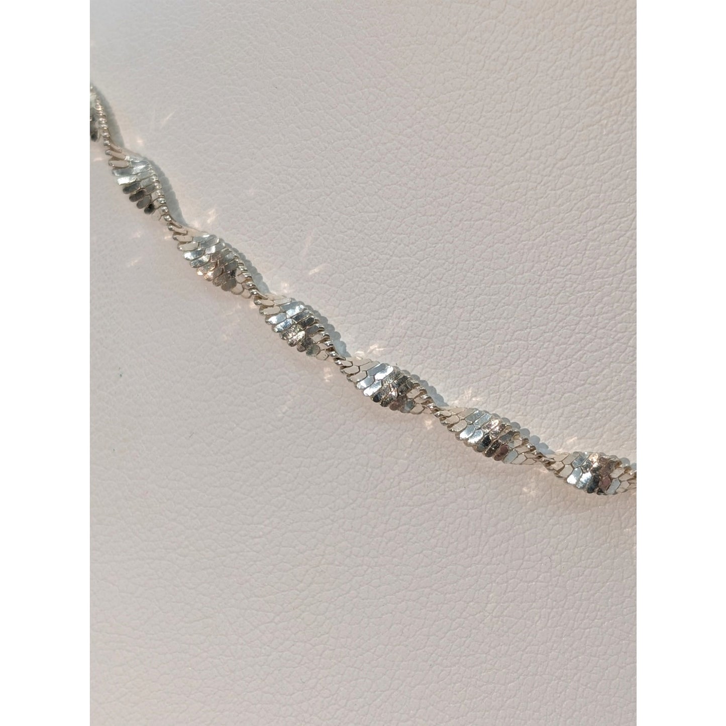 925 Italy Sterling Silver Twisted Herringbone 16" Chain Necklace