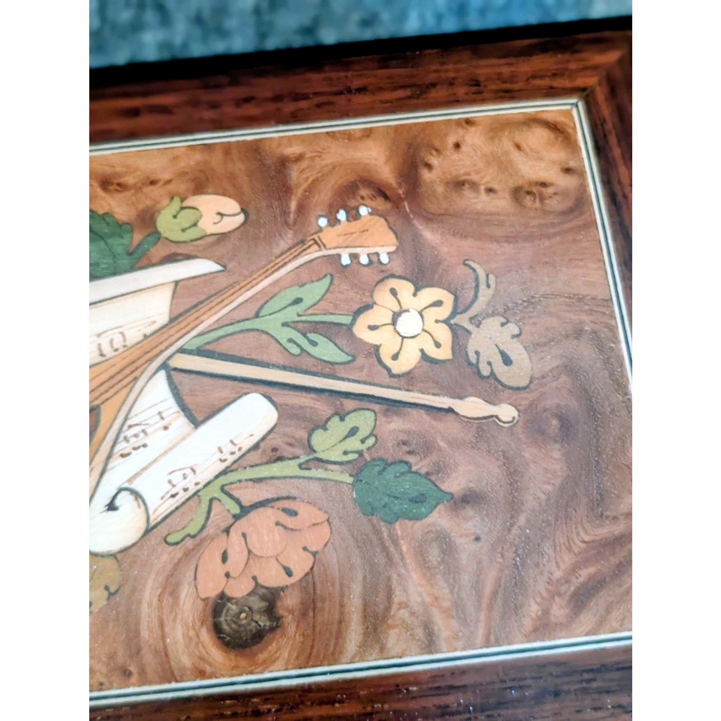 Vtg Reuge Swiss Movement Inlaid Musical Jewelry Box Made in Sorrento Italy