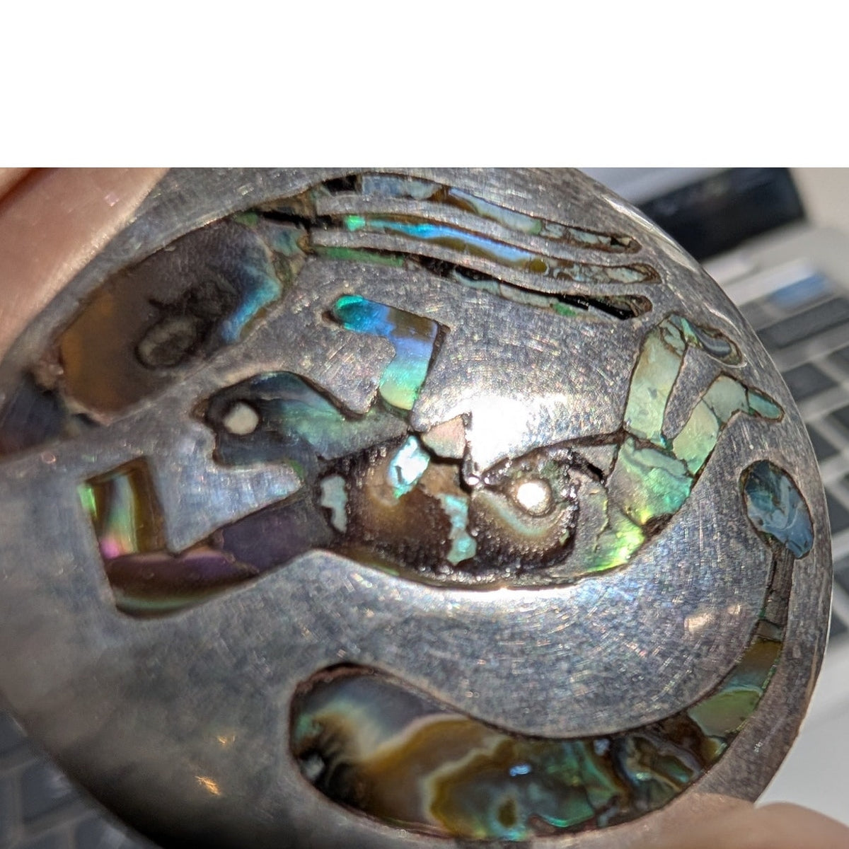 Vintage Taxco 925 Mexican Sterling Silver Abalone Inlay Swimmer Brooch Pin