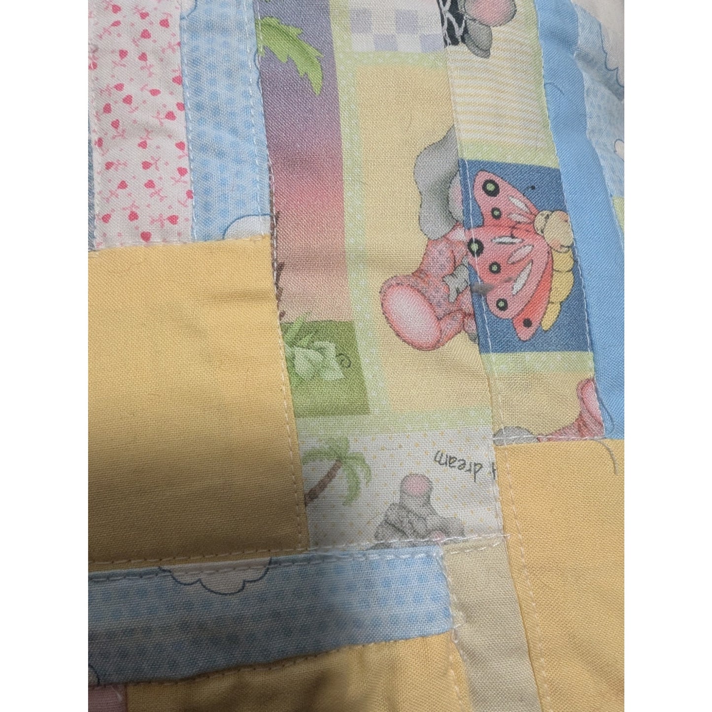 Multi-Color Pastel Patchwork Quilted Baby 20" Square Feather Fill Insert Pillow