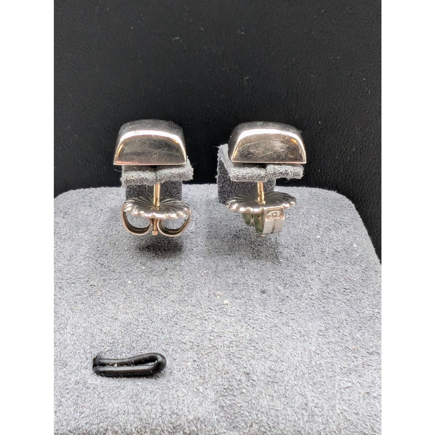 Vtg Bayanihan Sterling Silver Domed Square Post Stud Earrings W/ 14k Gold Posts