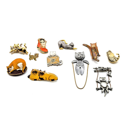 Cat Lover Lot of 11 Cat Pins