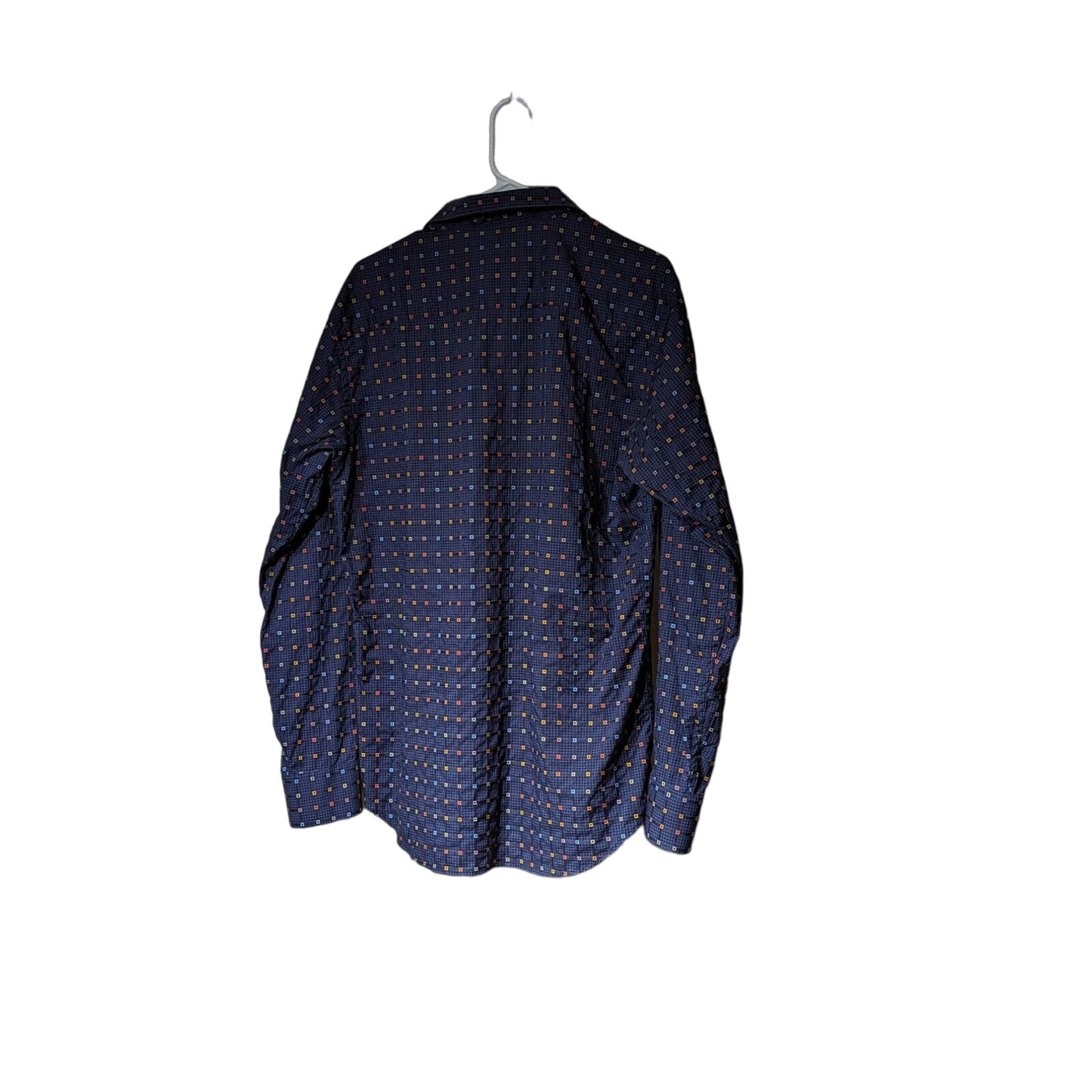 Bugatchi Uomo Men's Blue Check Long Sleeve Button Down Shirt Size L