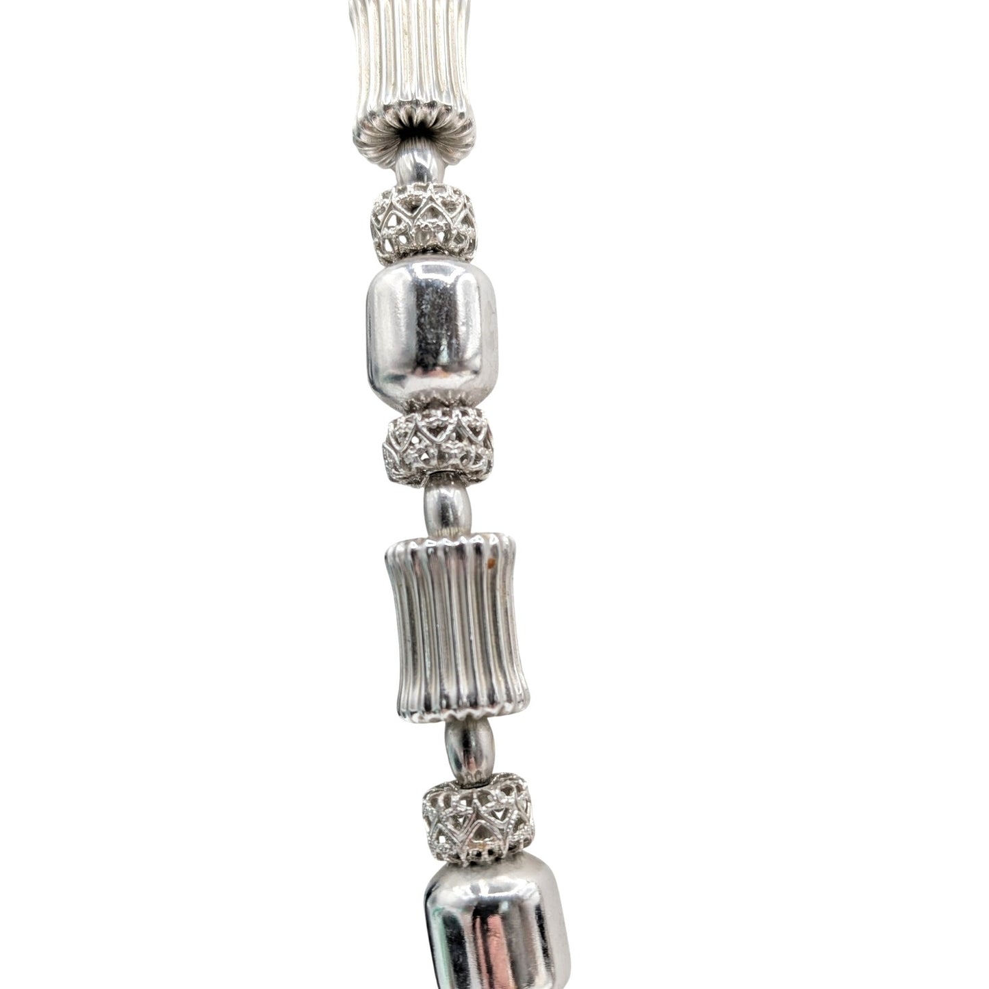 Vtg Monet Statement Couture Modernist Filigree Balls Silver Tone Beaded Necklace