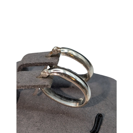 925 Sterling Silver Oval Hoop Snap Down Earrings