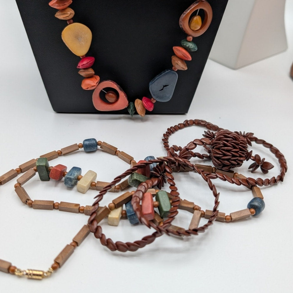 Reseller's Delight. Lot of Eleven Chunky Tribal Natural Beaded Necklaces