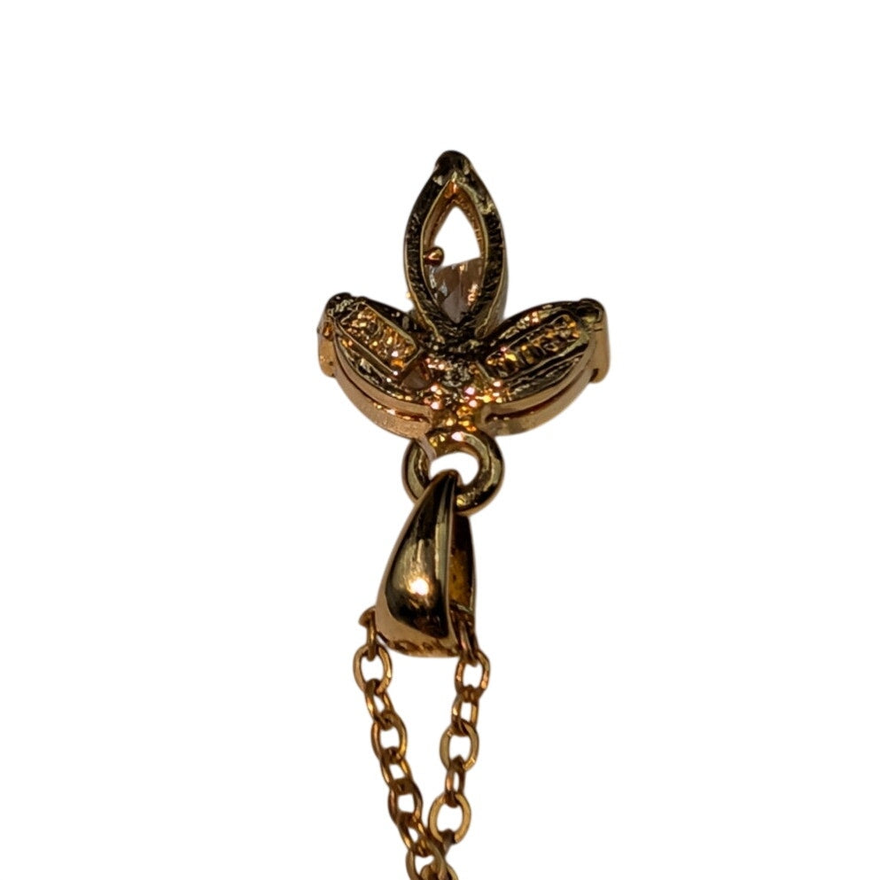 Three Marquis Cut CZ's Necklace Set in 14k Gold Electroplate on Gold Tone Chain