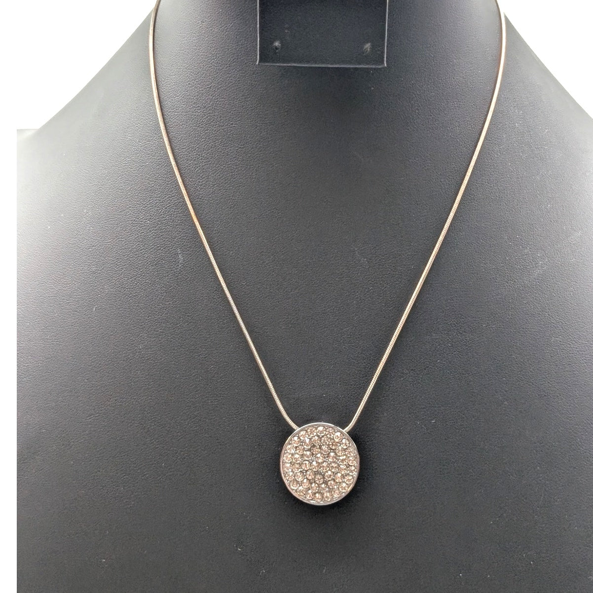 925 Sterling Silver Chain W/ Silver Tone CZ Encrusted Pendant 18" Necklace