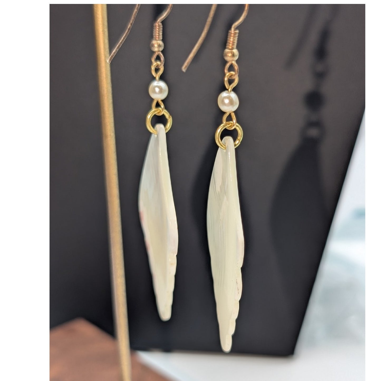 Vintage Mother of Pearl Wings Dangle Earrings