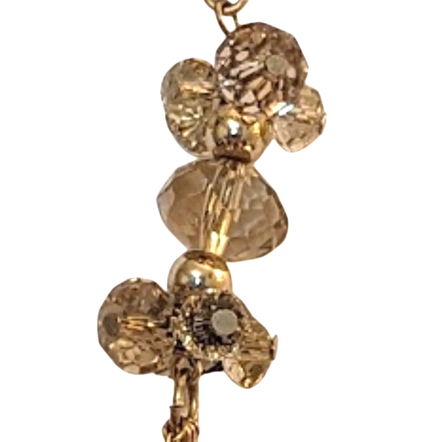 Champagne Crystal Cluster Gold Tone Multi-Chain Long Necklace