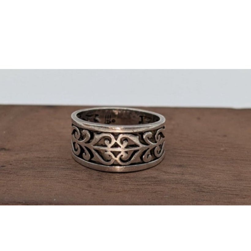 James Avery 925 Sterling Silver Adorned Open Scrollwork Band Ring Sz 6, 4.3g