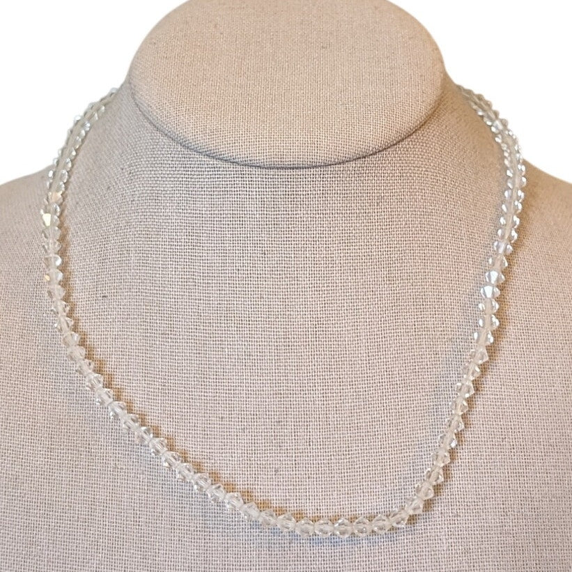 Vintage Bi-Cone Crystal Single Strand Necklace W/ Vintage Clasp
