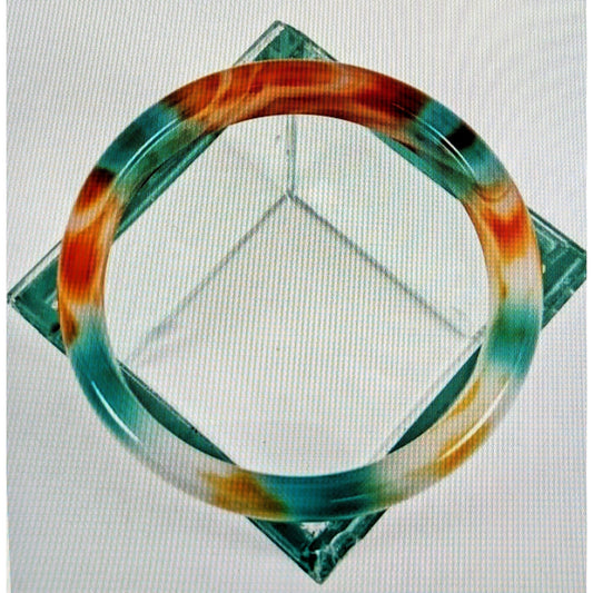 Vintage Peking Glass Multicolor Agate Bangle  Bangle Bracelet