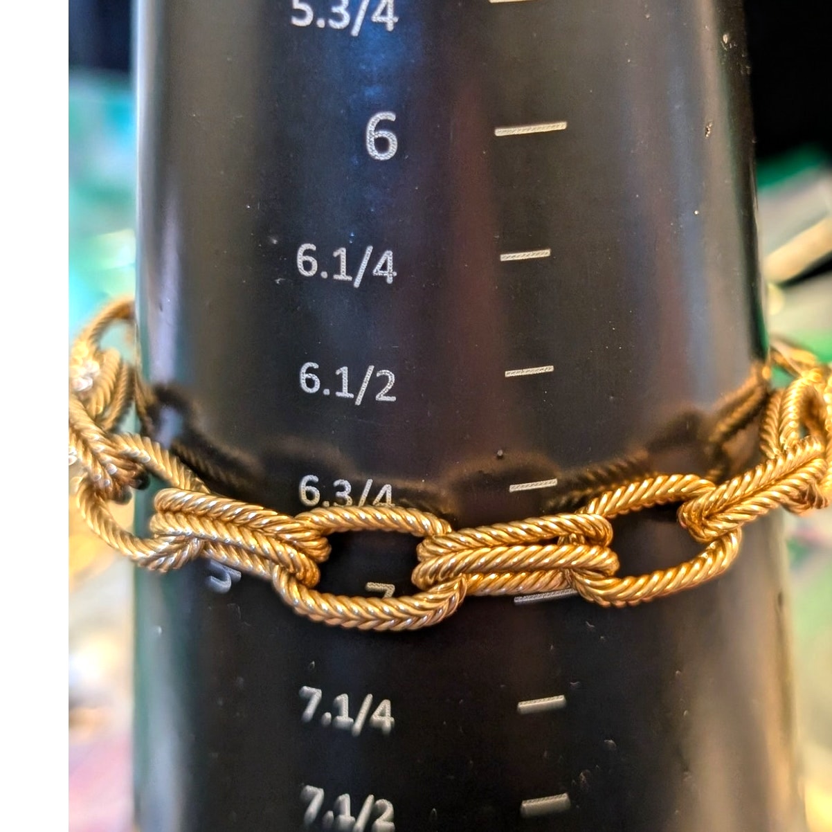 14Kt Yellow Gold Textured Double Link Chain Lobster Claw Clasp Bracelet