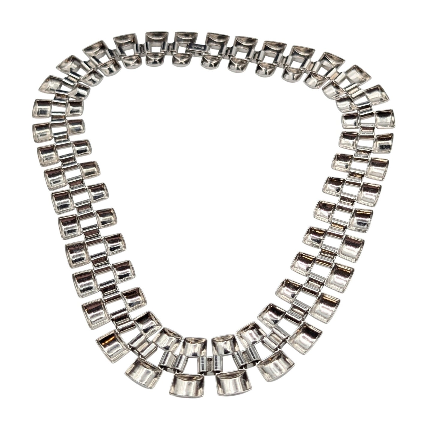 Avon Vintage 1994 Modern Links Silver Tone Lightweight Statement 19.25" Necklace
