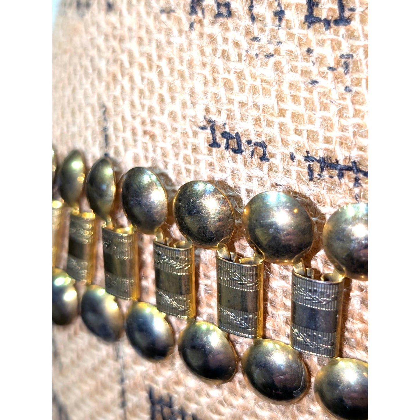 Vintage 1960s 1.5" Wide Gold Tone Etched Coin Dangle Belt 27"-51"