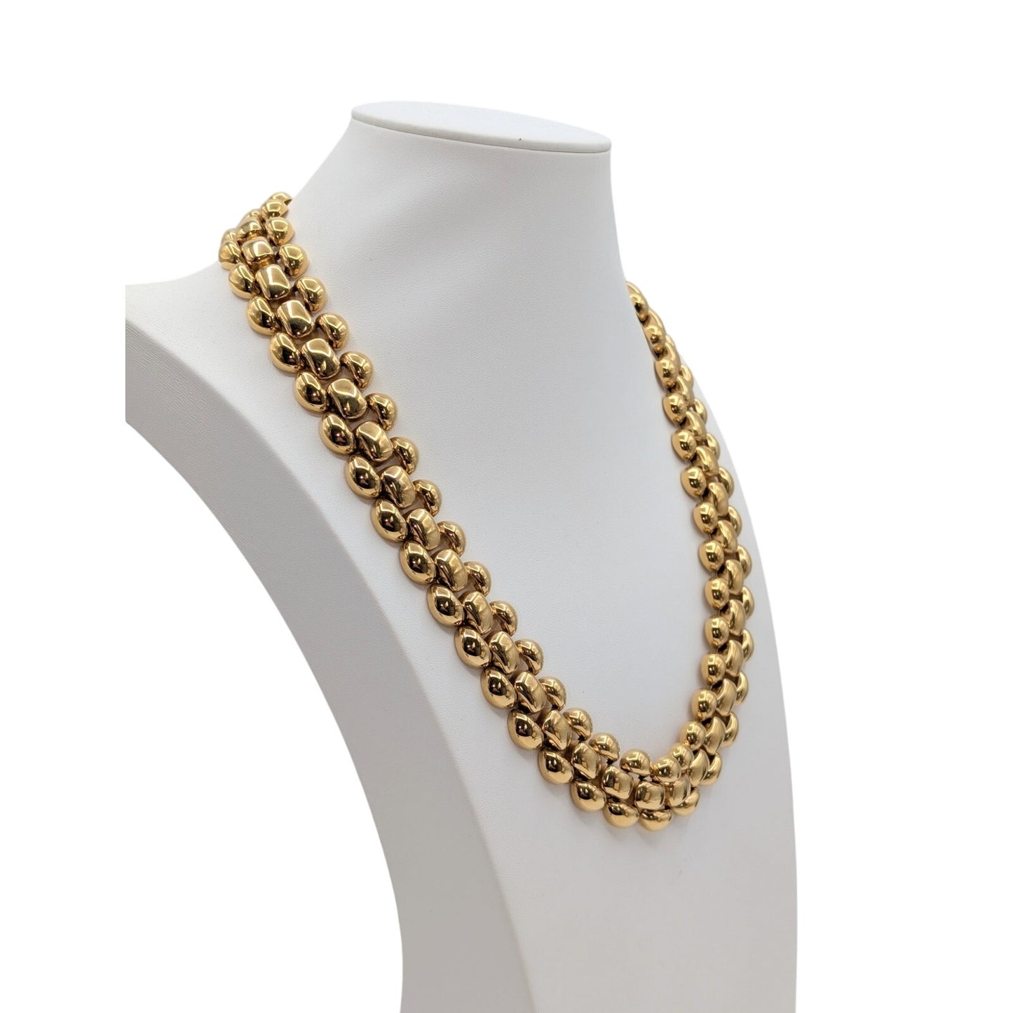 Vtg Napier Heavy Gold Plated Panther Link 1" Wide Fold Over Clasp 23" Necklace