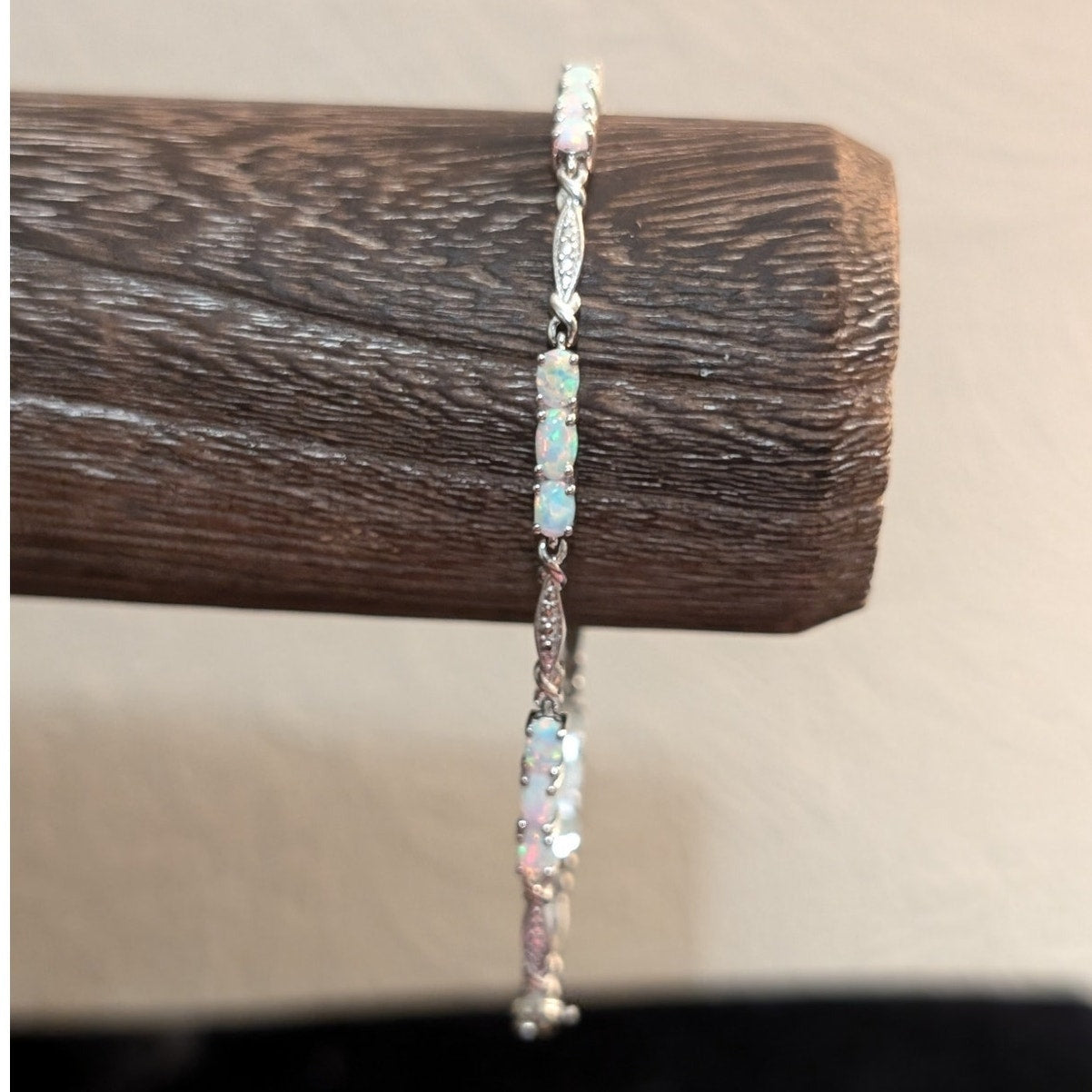 925 Sterling Silver Opal October Birthstone Tennis Bracelet