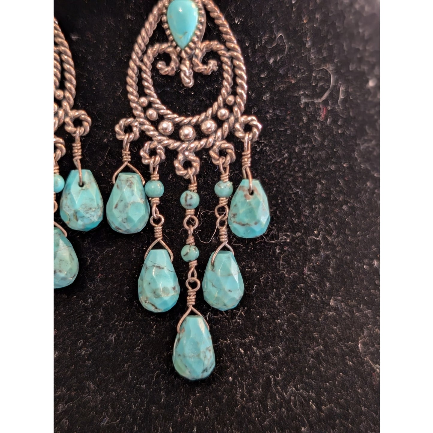 Barse Turquoise & Sterling Silver Chandelier Pierced Earrings