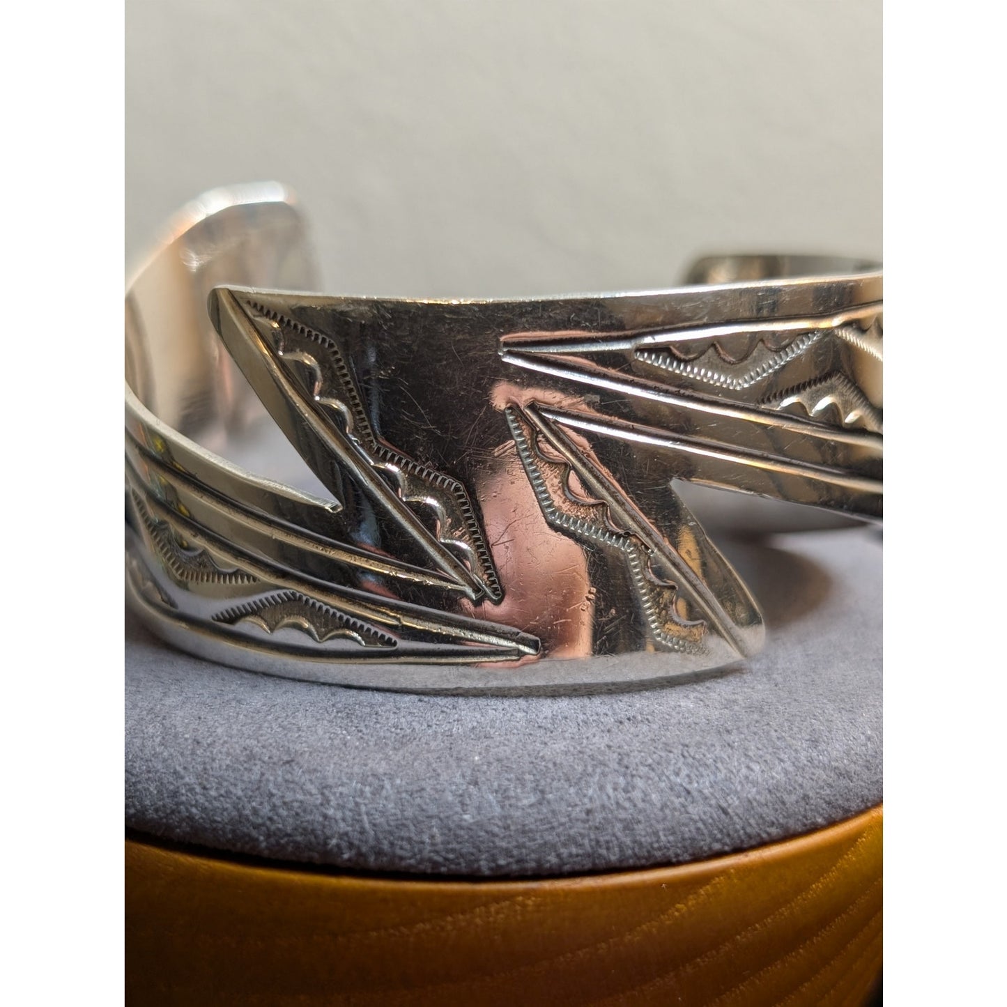 VTG Signed RJ Sterling Silver Navajo Native American Cuff Bracelet 36.66 grams