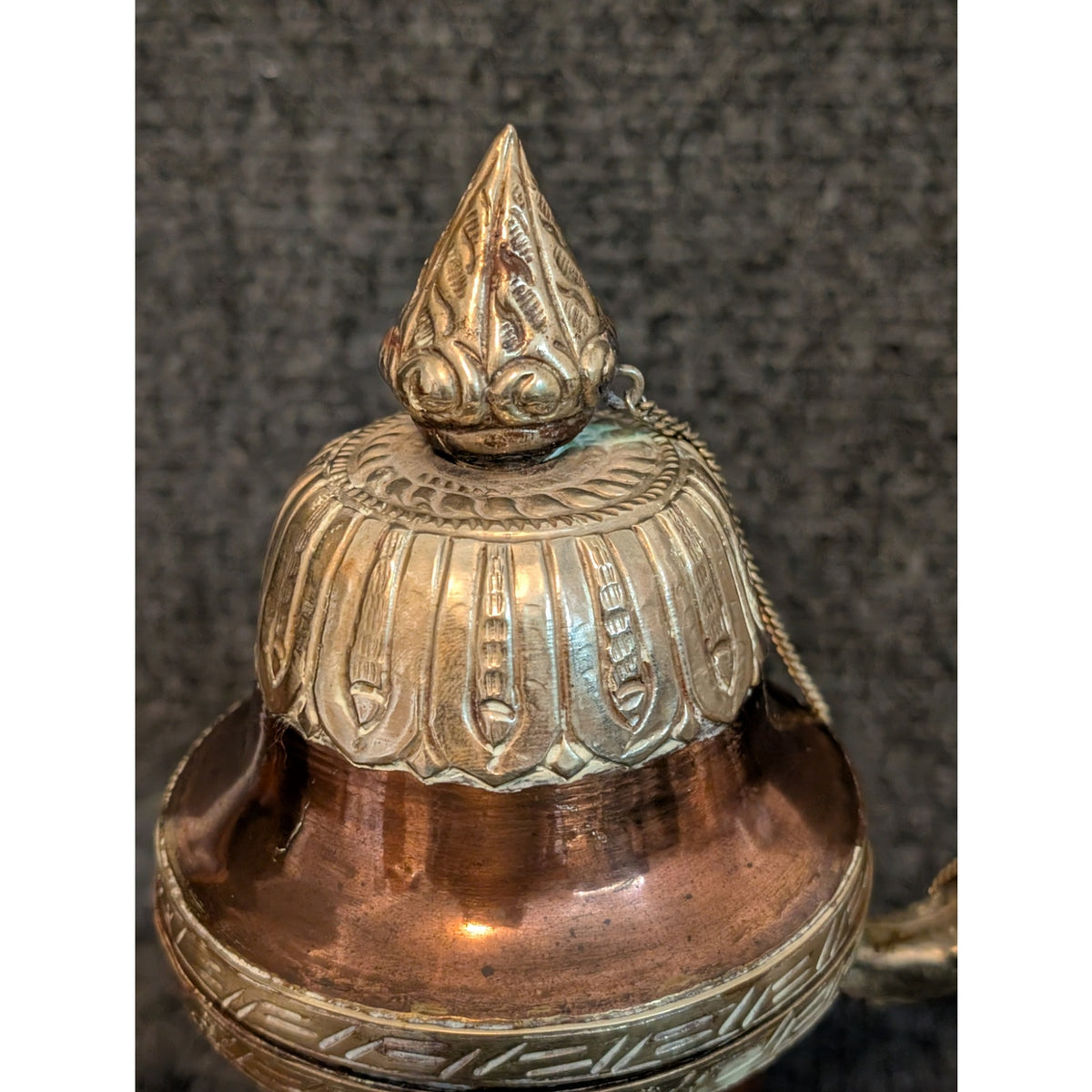 Antique 1900s Tibetan Dragon Tea Pot Ewer Copper With Silver Repose Decoration