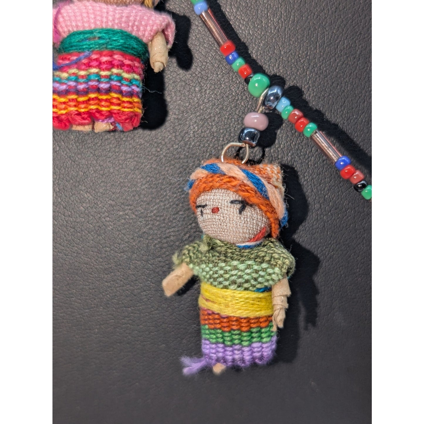 Handcrafted Guatemalan Worry Doll Seed Glass Bead 24.5" Necklace