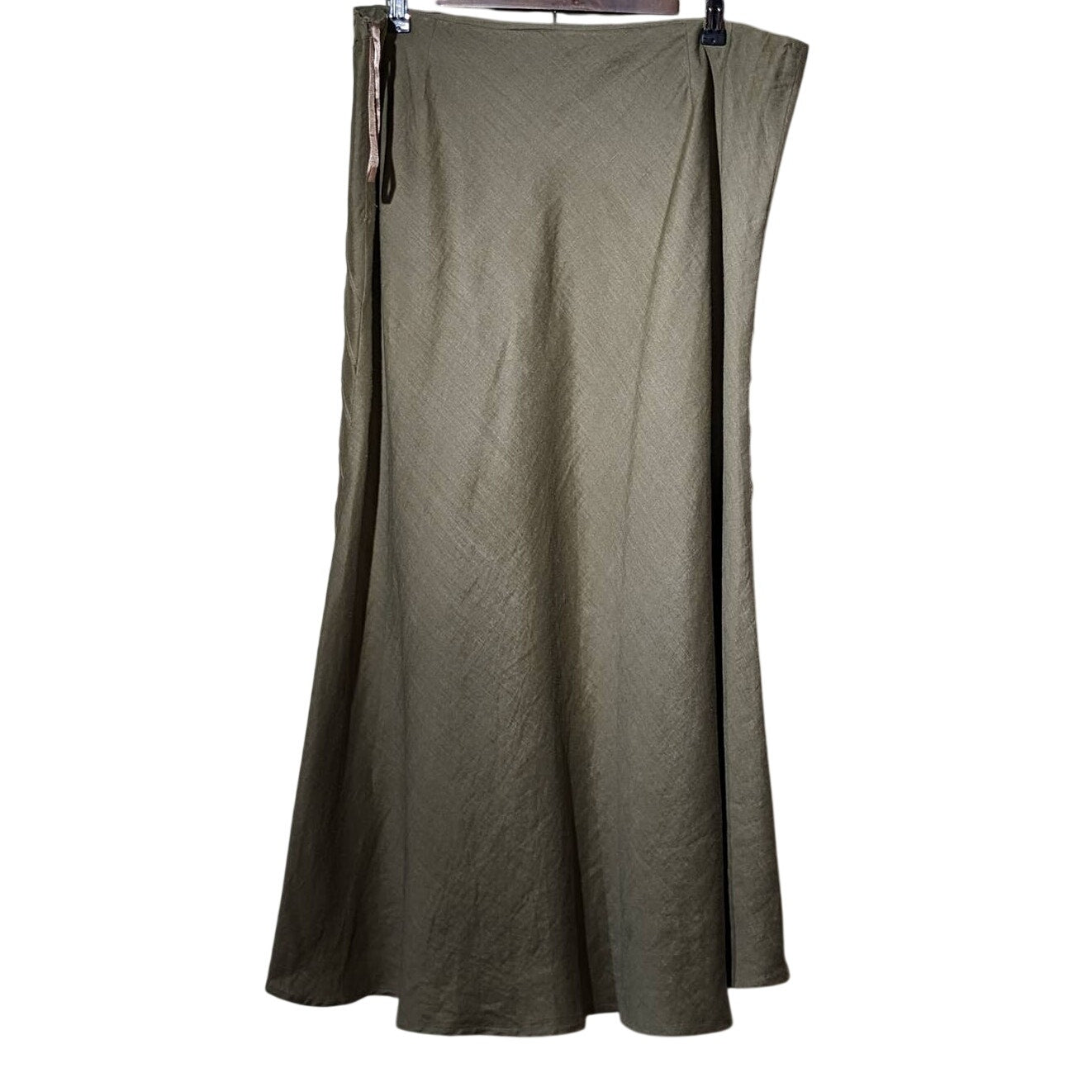 Edward Vintage Maxi 100% Linen Fully Lined Flare Side Zip Skirt Womens Sz 16