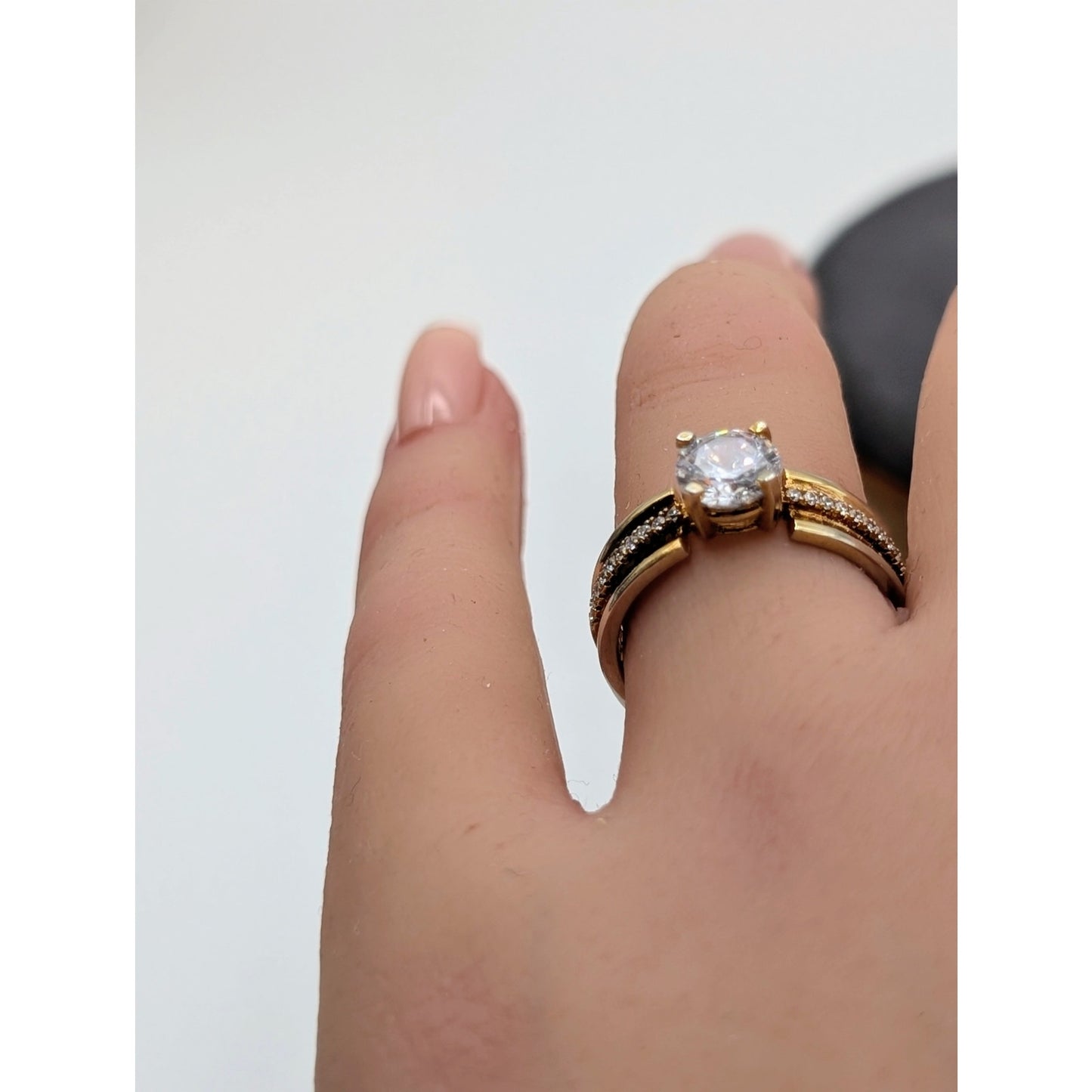 925 Sterling & Vermeil Two Tone CZ Band Ring Size 7