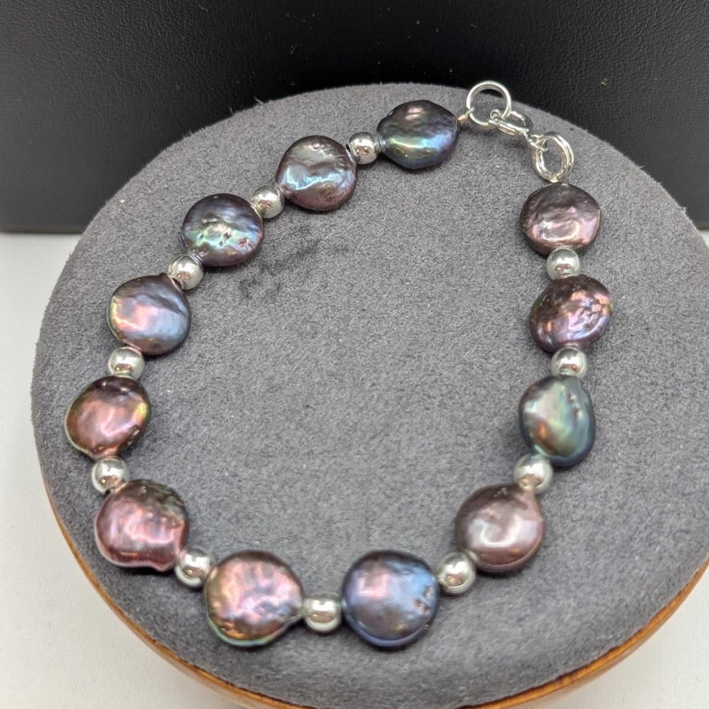 925 Sterling Peacock Coin Pearl Bracelet