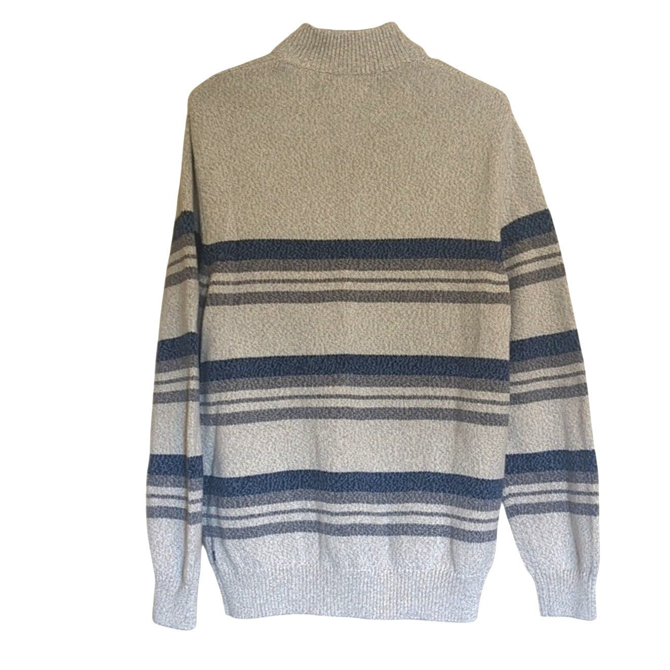 CHAPS 100% Cotton Striped Quarter Zip Mock Turtle Neck Sweater Men's Size M