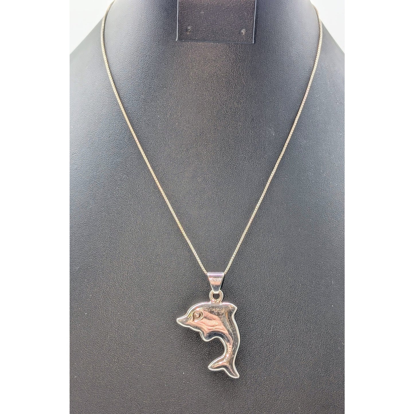 Rare VTG Signed Alunno and Stendardi 925 Sterling Large Dolphin Pendant Necklace