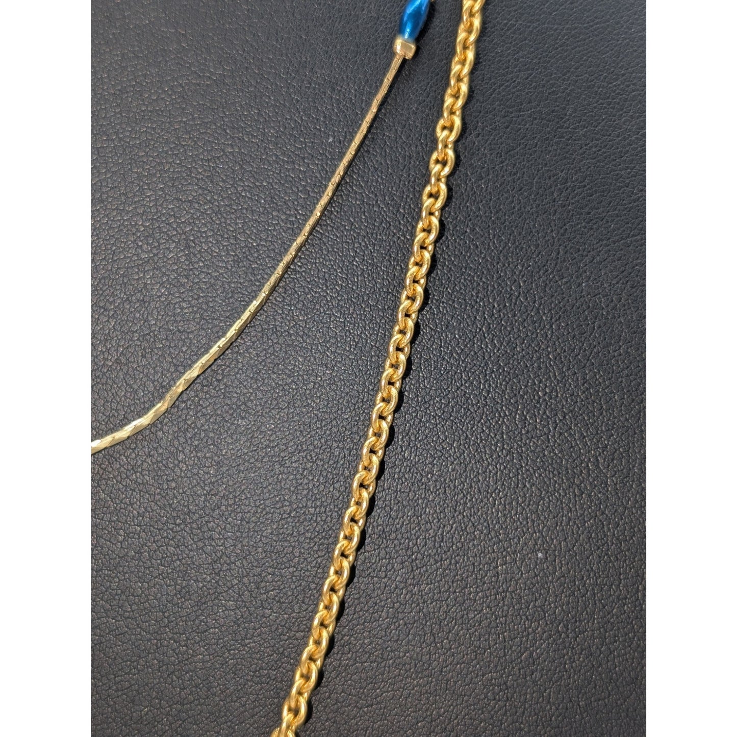 Lot of Four Gold Tone Chain Pendant Station Faux Pearl Rhinestone Necklaces
