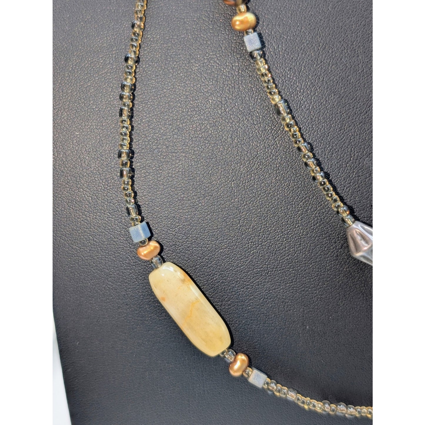 SILPADA 925 Sterling Silver Seed Bead Bronze Pearl Glass Bead 60" Necklace