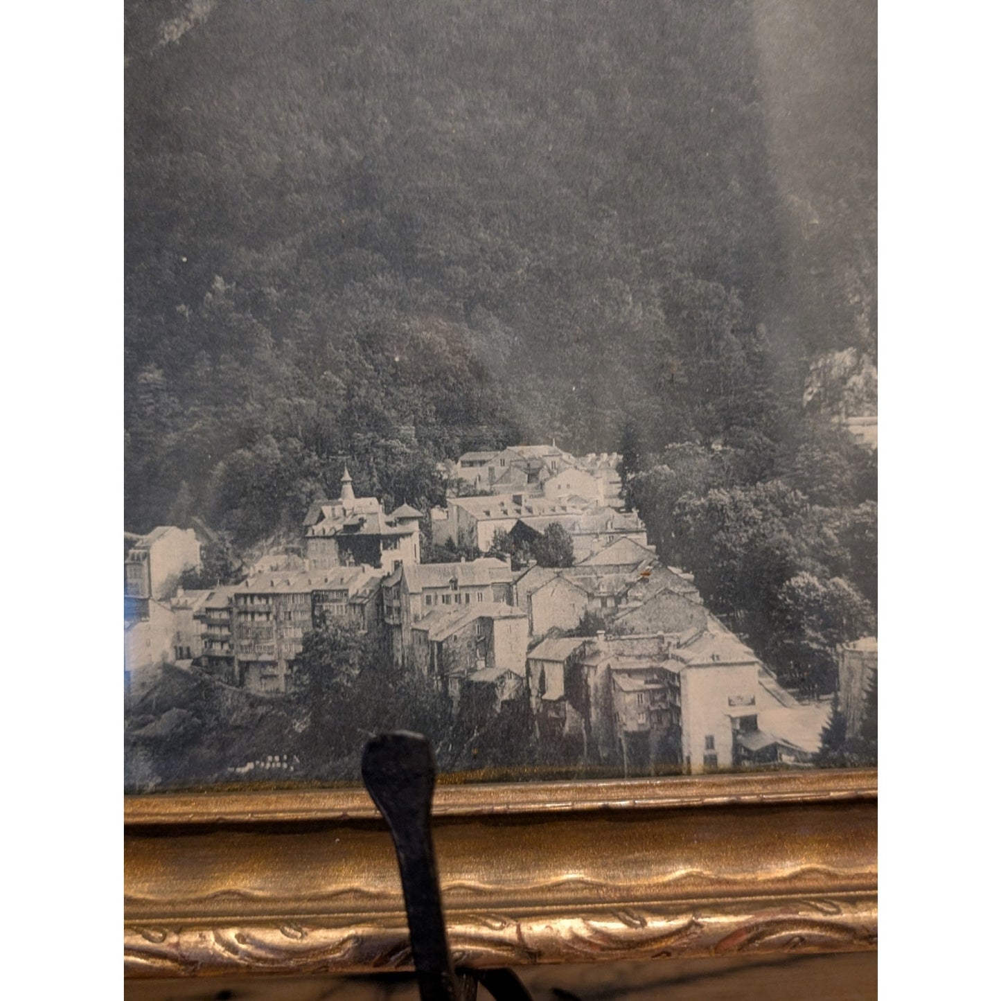 Antique/VTG East to West Framed Black & White Print of Les Pyrenees Under Glass