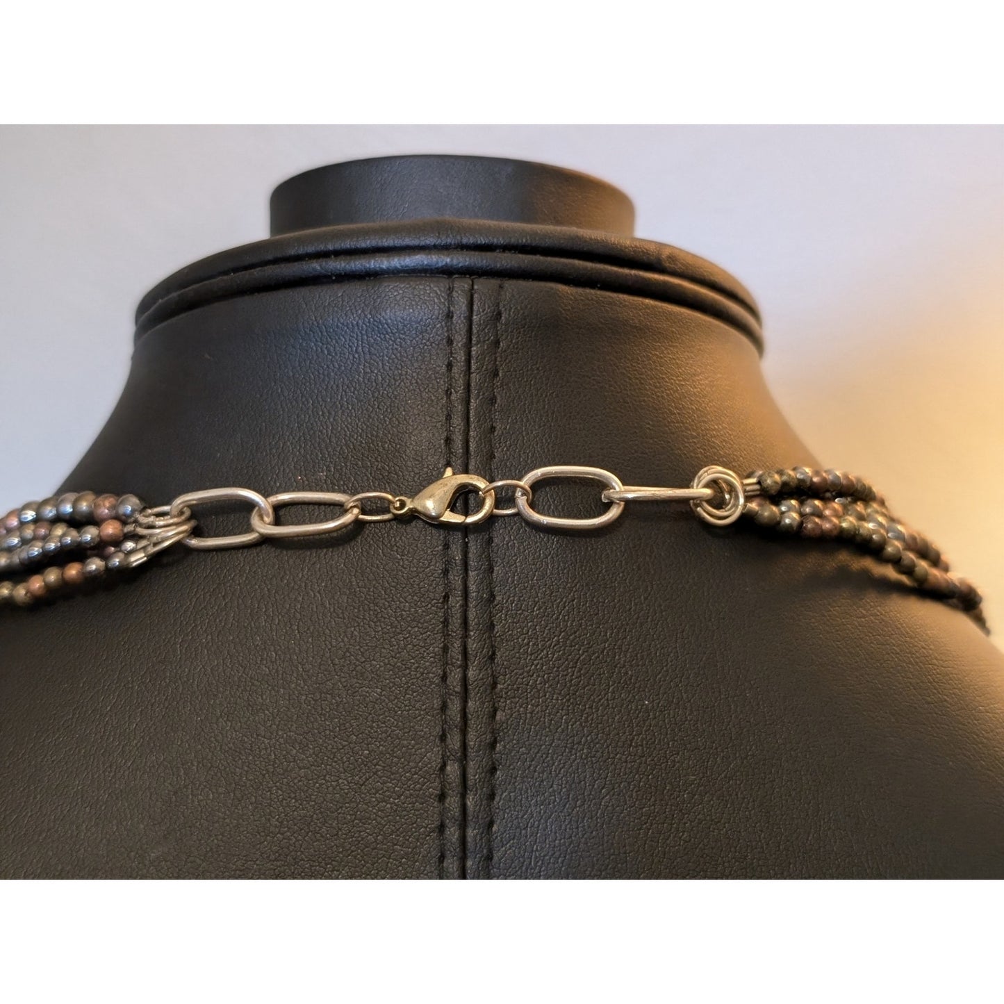 Long Boho Four-Strand Creamy Stone Cross & Bead Necklace